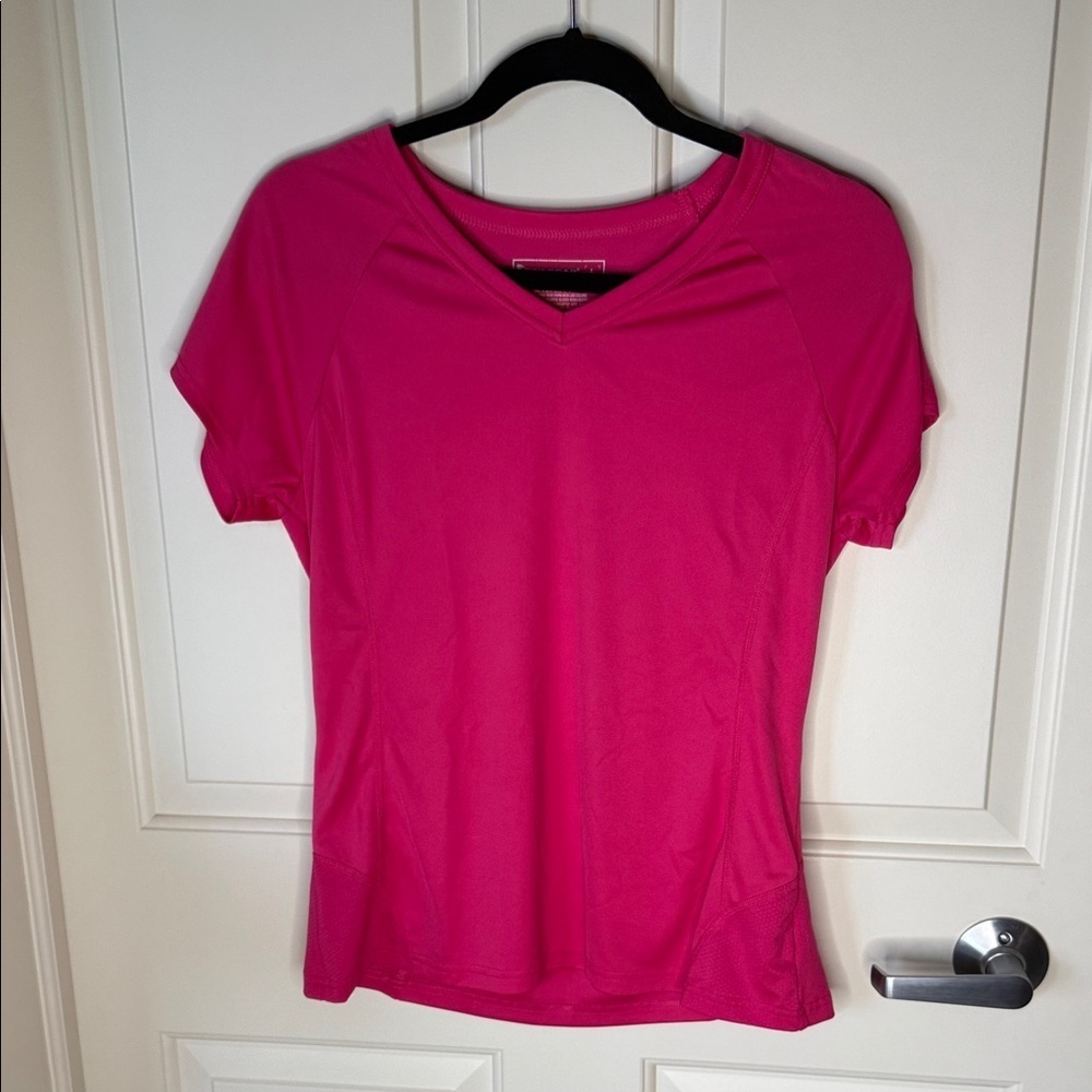 Women's Tec Gear Fitted Pink V-Neck Work out Top